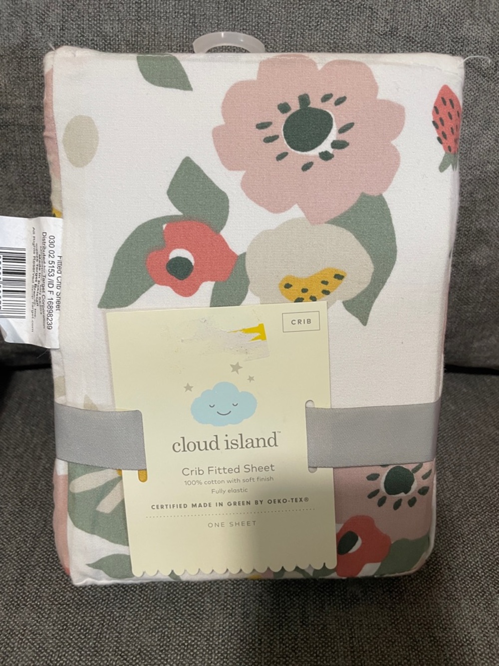 cloud island Crib Sheet in Pink & Green Floral Print